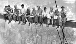 construction workers building the empire state building